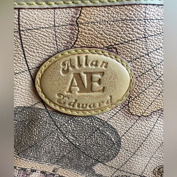 Allan Edmond world canvas leather tote brown 16 x 12 preppy travel work - Picture 4 of 15